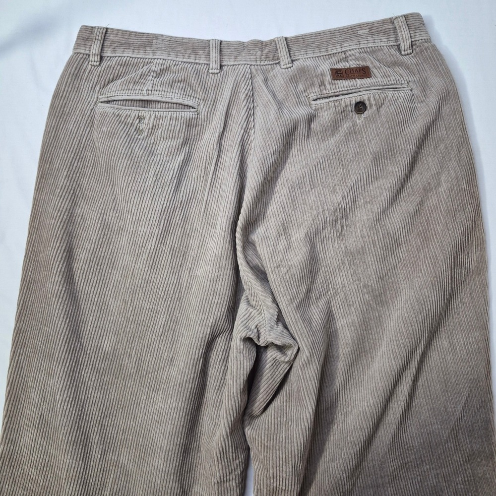 Chaps Ralph Lauren Pants Mens 38/32 (37/31) Tan Pleated Corduroy Trousers Cuffed - Picture 5 of 11